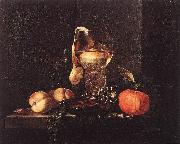 Still-Life with Silver Bowl, Glasses, and Fruit KALF, Willem